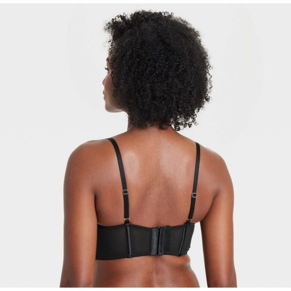 Auden Black Satin Longline Corset Bustier Bra Top Underwire Medium NEW - Picture 4 of 9